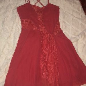 Buckle Red boho mini dress